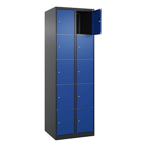 4068427433463 - Schließfachschrank Classic Plus enzianblau schwarzgrau 080000-205 S10031 10 Schließfächer 600 x 500 x 1850 cm 4068427433463