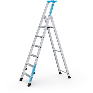 ZARGES Stehleiter einseitig Nova S silber 6 Stufen, H: 203,0 cm