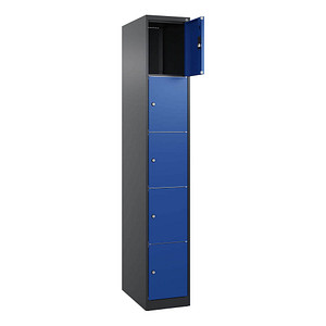 4068427433449 - Schließfachschrank Classic Plus enzianblau schwarzgrau 080000-105 S10028 5 Schließfächer 300 x 500 x 1850 cm 4068427433449 