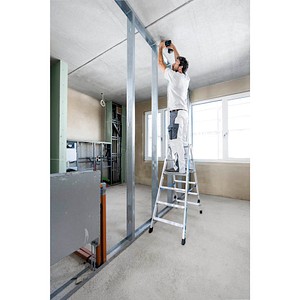 4003866424634 - Stufen-Stehleiter aus Alu beidseitig begehbar Stahlscharniere robust 2 x 3 Stufen ZARGES