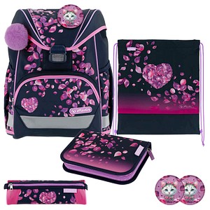 herlitz Schulranzen-Set UltraLight Blossom Dance Kunstfaser schwarz, pink