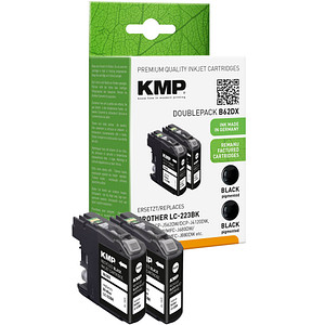 KMP B62DX  schwarz Druckerpatronen kompatibel zu brother LC223BK, 2er-Set