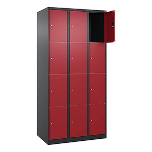 CP Schließfachschrank Classic Plus rubinrot, schwarzgrau 080000-304 S10030, 12 Schließfächer 90,0 x 50,0 x 185,0 cm