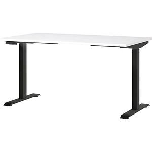 GERMANIA JET höhenverstellbarer Schreibtisch weiß rechteckig, T-Fuß-Gestell schwarz 140,0 x 80,0 cm