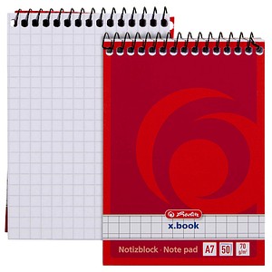 4008110110738 - herlitz Notizblock DIN A7 Kariert Spiralbindung Pappe Rot Nicht perforiert 100 Seiten