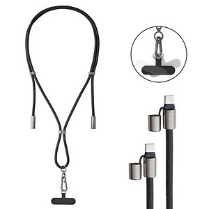 4034303037070 - Charging Lanyard Handykette Ladekabel schwarz Kabellänge 165 m 60 Watt
