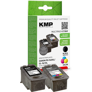 KMP C136V  schwarz, color Druckerpatronen kompatibel zu Canon PG560XL/CL561XL, 2er-Set