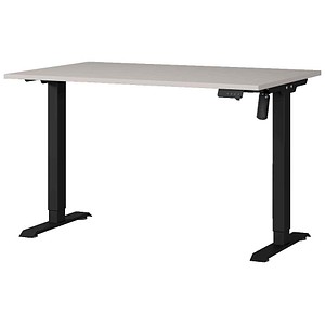 GERMANIA Rovigo höhenverstellbarer Schreibtisch kaschmir rechteckig, T-Fuß-Gestell schwarz 120,0 x 80,0 cm