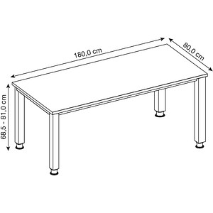 4032062034507 - Schreibtisch Q-Serie VQS19 N manuell höhenverstellbar 180x80cm (BxT) rechteckig nussbaum Silber 4032062034507 Hammerbache 4032062034507 - Schreibtisch Q-Serie VQS19 N manuell höhenverstellbar 180x80cm (BxT) rechteckig nussbaum Silber 4032062034507 Hammerbache