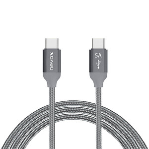 nevox USB C USB-Kabel mit Emarker Chip 1,0 m silber