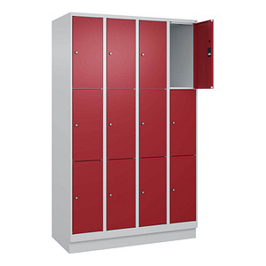 4066681685116 - Schließfachschrank Classic PLUS lichtgrau rubinrot 080020-403 S10001 12 Schließfächer 1200 x 500 x 1950 cm 4066681685116 CP