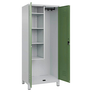 4066681617919 - Putzmittelschrank Classic Plus 080110-02-S10006 lichtgrau resedagrün 800 x 500 x 1950 cm aufgebaut 4066681617919 C+P-Möbel