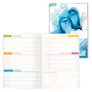 4029357083296 - Hausaufgabenheft 8329-6 Farbenfroh Delfine   liniert A5 blau  4029357083296 Häfft