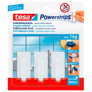tesa Classic Small Klebehaken für max. 1,0 kg, 1,4 x 3,4 cm, 3 St.