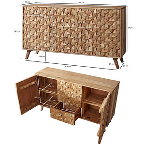 4250950275898 - WOHNLING Sideboard WL5598 akazie 2 Fachböden 1400 x 400 x 785 cm