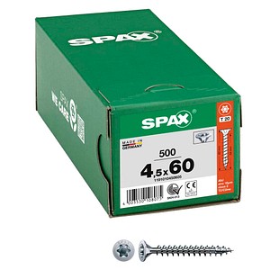 4003530108075 - Universalschraube 45 x 60 mm 500 Stück Vollgewinde Senkkopf t-star plus T20 4CUT wirox - 1191010450605 - Spax 4003530108075 - Universalschraube 45 x 60 mm 500 Stück Vollgewinde Senkkopf t-star plus T20 4CUT wirox - 1191010450605 - Spax