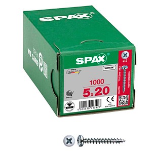 4003530015427 - Universalschraube 5 x 20 mm 1000 Stück Vollgewinde Halbrundkopf Kreuzschlitz Z2 4CUT wirox - 0231010500205 - Spax 4003530015427 - Universalschraube 5 x 20 mm 1000 Stück Vollgewinde Halbrundkopf Kreuzschlitz Z2 4CUT wirox - 0231010500205 - Spax
