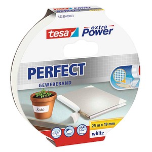 TESA 56339 WS - Gewebeband tesa extra Power® Perfect, 25 m x 19 mm, weiß