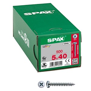 4003530016059 - Universalschraube 5 x 40 mm 500 Stück Vollgewinde Halbrundkopf Kreuzschlitz Z2 4CUT wirox - 0231010500405 - Spax 4003530016059 - Universalschraube 5 x 40 mm 500 Stück Vollgewinde Halbrundkopf Kreuzschlitz Z2 4CUT wirox - 0231010500405 - Spax