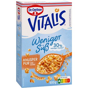 4000521662103 - Dr Oetker Vitalis Weniger süß Knusper Pur Müsli ohne Rosinen 600 Gramm Packung