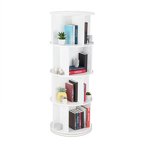 4052025250232 - Bücherregal drehbar Drehregal Holzregal cd dvd Aufbewahrung Wohnzimmer Büro h x d 138 x 50 cm weiß - Relaxdays