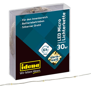 Idena 30er Micro LED Lichterkette silber 3,2 m