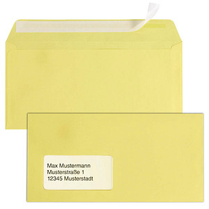tecno Briefumschläge colors DIN lang+ mit Fenster gelb haftklebend 25 St.