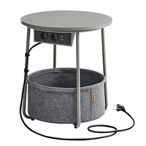 0194343153551 - Vasagle Beistelltisch rund mit Ladestation kleiner Tisch mit Steckdose Couchtisch USB-Anschlüsse Stoffkorb Wohnzimmer Schlafzimmer Nachttisch 0194343153551 - Vasagle Beistelltisch rund mit Ladestation kleiner Tisch mit Steckdose Couchtisch USB-Anschlüsse Stoffkorb Wohnzimmer Schlafzimmer Nachttisch