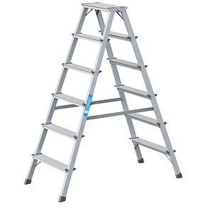 4003866442065 - Stehleiter beidseitig Scana B silber 2x 6 Stufen H 1400 cm