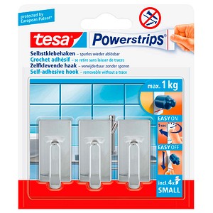 4042448104915 - Tesa Powerstrips Haken Small Classic chrom eckig Selbstklebehaken