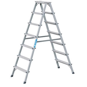 4003866442072 - Stehleiter beidseitig Scana B silber 2x 7 Stufen H 1660 cm
