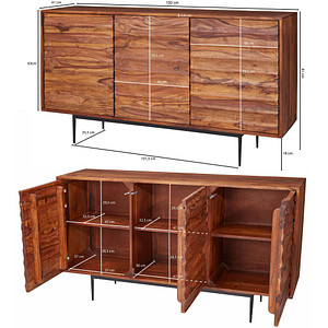 WOHNLING Sideboard Sideboard 150 cm sheesham, WL5.635 sheesham 150,0 x 41,0 x 81,0 cm