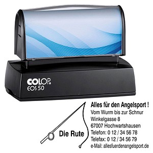 COLOP Textstempel, individualisierbar EOS 50 selbstfärbend blau, schwarz, rot mit Logo