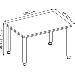 4032062322260 - QS12 höhenverstellbarer Schreibtisch grafit rechteckig 4-Fuß-Gestell silber 1200 x 800 cm