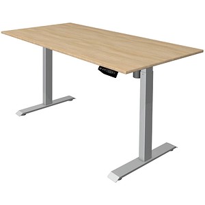 Kerkmann Move 1 elektrisch höhenverstellbarer Schreibtisch eiche hell rechteckig, T-Fuß-Gestell silber 160,0 x 80,0 cm