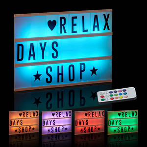 4052025250683 - Lightbox mit Farbwechsel Leuchtkasten 85 Buchstaben & Symbole 3 Zeilen Lichtbox batteriebetrieben weiß - Relaxdays