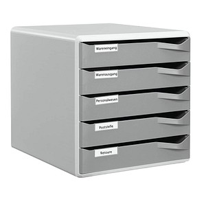 LEITZ Schubladenbox Post-Set  dunkelgrau 52800089, DIN A4 mit 5 Schubladen