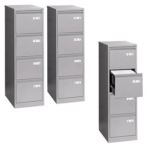 AKTION: BISLEY LIGHT Hängeregistraturschränke silber 4 Schubladen 41,3 x 62,2 x 132,1 cm, 3 St.
