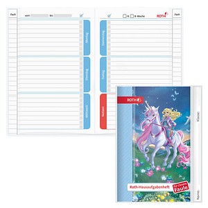 4028279901572 - ROTH Hausaufgabenheft Magische Einhornreiterin für clevere Faule liniert A5 ohne Rand 104 Blatt
