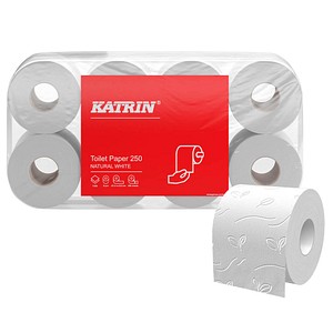 4006897169505 - KATRIN Toilettenpapier 250 Blatt Saugfähiges Toilettenpapier 2-lagig weiß 1 Paket = 8 x 8 Rollen à 250 Blatt