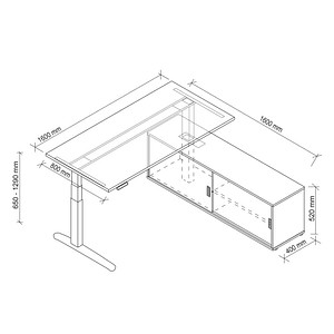 4032062330784 - XBHM16SB elektrisch höhenverstellbarer Schreibtisch weiß rechteckig C-Fuß-Gestell weiß 1600 x 800 cm