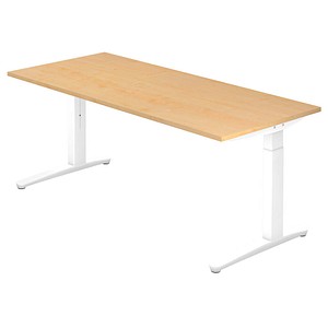 4032062169599 - eurokraft pro ANNY - Schreibtisch mit C-Fußgestell höhenverstellbar 650 - 850 mm Breite 1800 mm Ahorn-Dekor weiß 4032062169599 - eurokraft pro ANNY - Schreibtisch mit C-Fußgestell höhenverstellbar 650 - 850 mm Breite 1800 mm Ahorn-Dekor weiß