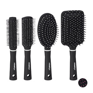 4052025920234 - Relaxdays Haarbürste im 4er Set mit Tasche für unterwegs Kunststoffborsten Rundbürste Reisehaarbürste schwarz weiß 4052025920234 - Relaxdays Haarbürste im 4er Set mit Tasche für unterwegs Kunststoffborsten Rundbürste Reisehaarbürste schwarz weiß