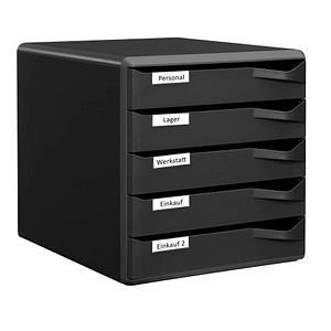 LEITZ Schubladenbox Post-Set  schwarz 52930095, DIN A4 mit 5 Schubladen