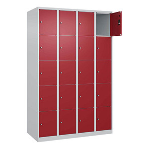 CP Schließfachschrank Classic Plus lichtgrau, rubinrot 080000-405 S10001, 20 Schließfächer 120,0 x 50,0 x 185,0 cm