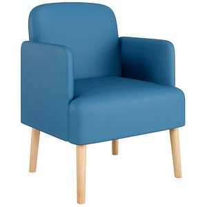 3660141967258 - meet by Paperflow Sessel BROOKS 4-Fußgestell Sitz- und Rückenpolsterung B 620 x T 520 x H 440 mm blau buche