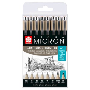 8712079421731 - Fineliner schwarz 02 + 025 + 03 + 035 + 045 + 05 mm 1 Set