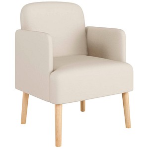 3660141967272 - meet by Paperflow Sessel BROOKS 4-Fußgestell Sitz- und Rückenpolsterung B 620 x T 520 x H 440 mm elfenbein buche