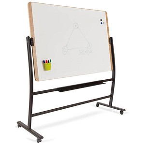 8427951687104 - Mobiles Whiteboard Natural drehbar magnethaftend Ablageschale Stahl auf Holz B 1500 x H 1000 mm