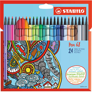 STABILO Pen 68 Filzstifte farbsortiert, 24 St.